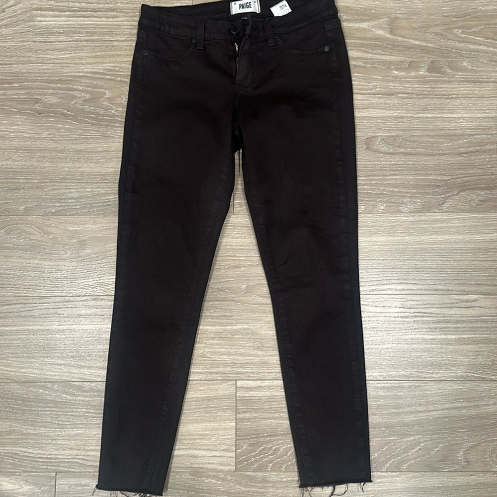 Paige dark purple frayed ankle skinny jeans size 28